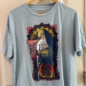 Howl’s Moving Castle T-Shirt XL Studio Ghibli Anime Graphic Blue Tee